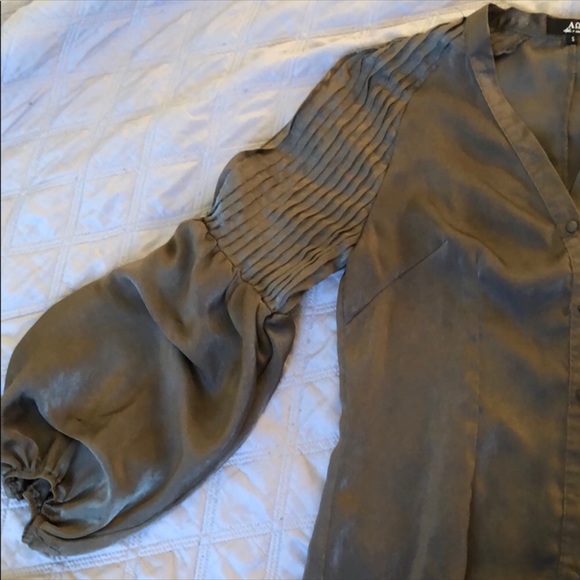 Olive Green Blouse with Bell Sleeves - Picture 3 of 6